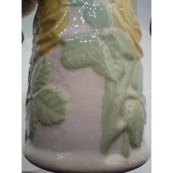 Canister Lid Ceramic Vintage Yellow Roses 5.25" Crazing Midcentury Floral Jar - Picture 14 of 16